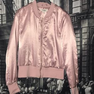 Blush Color Satin bomber jacket